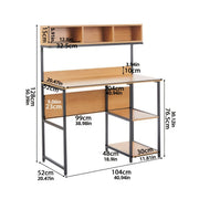 Compact Computer Desk with 6 Open Shelves