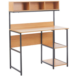 Compact Computer Desk with 6 Open Shelves