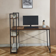 Modern Teak Computer Desk with Top Shelf & Storage