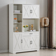 Kitchen Storage Cabinet White LED Buffet