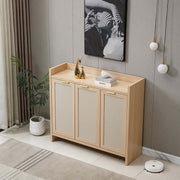 Boho 3-Door Shoe Cabinet in a stylish home setting with elegant gold handles and a modern aesthetic.
