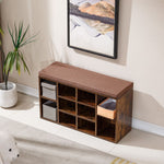 Cubby Shoe Storage Bench with Cushion & Adjustable Shelves for organized footwear and stylish entryway seating.
