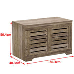 Rustic Storage Trunk Shoe Bench dimensions 80.3cm width, 40.3cm depth, 50.4cm height for stylish storage.