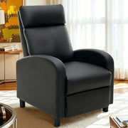 Manual Recliner Chair in black leather, designed for comfort with a sleek modern look.