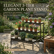 3-Tier Metal Plant Stand Indoor & Outdoor