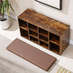 Cubby Shoe Storage Bench with Cushion & Adjustable Shelves in a stylish decor setting.