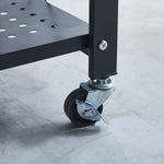 Close-up of the Mobile Kitchen Shelf's sturdy caster wheel for easy mobility and durability.