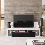 Modern Floating LED TV Stand showcasing a wall-mounted design with sleek high-gloss finish and minimalist style.