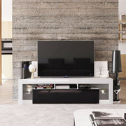 Modern Floating LED TV Stand showcasing a wall-mounted design with sleek high-gloss finish and minimalist style.