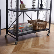 3-Tier Foldable Storage Trolley with Wheels