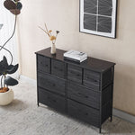 Fabric 8-Drawer Dresser & Storage Chest with Wood Top in stylish interior setting.