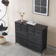 Fabric 8-Drawer Dresser & Storage Chest with Wood Top in stylish interior setting.