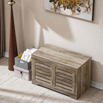 Rustic Storage Trunk Shoe Bench with stylish design for entryway or living room storage.