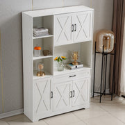 Kitchen Storage Cabinet White LED Buffet