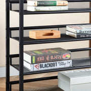 5-Tier Industrial Shoe Rack with Rustic Wood Top