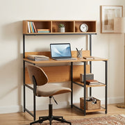 Compact Computer Desk with 6 Open Shelves