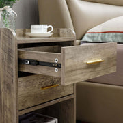 Modern LED Pedestal with Open Shelf showcasing a drawer in a subtly finished design.