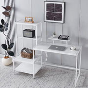 Modern Study Workstation with Built-in Charging Ports and Shelves