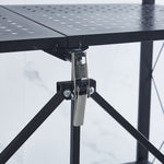 Close-up of Mobile Kitchen Shelf hardware showcasing foldable design and sturdy support for versatile storage solutions.