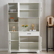 Kitchen Storage Cabinet White LED Buffet