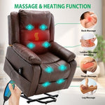 Brown Massage Recliner Chair showing 8-point massage and heat zones - ArtisanSA
