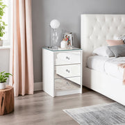 Modern Mirrored Bedside Table with 3 Drawers