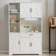 Kitchen Storage Cabinet White LED Buffet