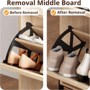 Rattan Flip-Top Shoe Cabinet with Adjustable Shelves