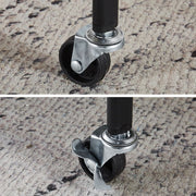 Close-up view of the durable swivel wheels on a 3-Tier Rolling Storage Cart, showcasing mobility and stability.