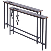 Narrow Sofa Table with Charging Station
