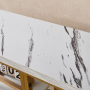 Gold Circle Console Table with Marble Shelves & Storage