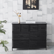 Fabric 8-Drawer Dresser & Storage Chest with Wood Top on display in a stylish room setting.