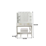 Dressing Table with Mirror featuring LED lights, storage shelves, and included stool for convenient makeup application.