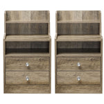 White Bedside Table with Drawers (Set of 2) featuring a modern design and multiple storage options.