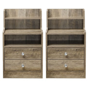 White Bedside Table with Drawers (Set of 2) featuring a modern design and multiple storage options.