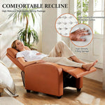 Manual Recliner chair in a cozy setting, showcasing comfortable reclining position and high-quality materials.