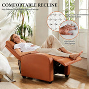 Manual Recliner chair in a cozy setting, showcasing comfortable reclining position and high-quality materials.