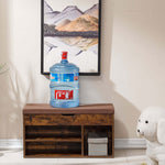 Rustic Shoe Storage Bench with Cushion featuring a padded top and hidden flip-top compartment, ideal for home storage.