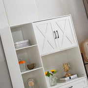 Kitchen Storage Cabinet White LED Buffet