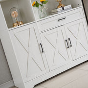 Kitchen Storage Cabinet White LED Buffet