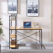 Modern Teak Computer Desk with Top Shelf & Storage