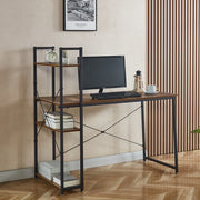Modern Teak Computer Desk with Top Shelf & Storage
