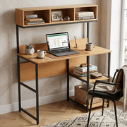 Compact Computer Desk with 6 Open Shelves