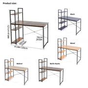 Modern Teak Computer Desk with Top Shelf & Storage