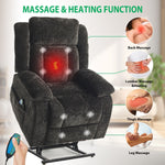 Power lift recliner chair with lumbar heating and multiple massage modes