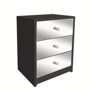 Modern Mirrored Bedside Table with 3 Drawers