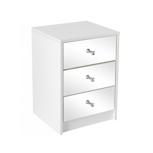 Modern Mirrored Bedside Table with 3 Drawers