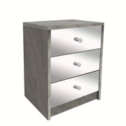 Modern Mirrored Bedside Table with 3 Drawers