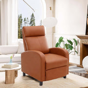 Adjustable manual recliner chair in a cozy living room setting, perfect for relaxation and comfort.