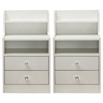 White Bedside Table with Drawers (Set of 2) featuring modern design and practical storage for bedroom organization.